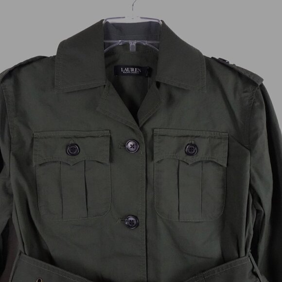 Ralph Lauren Belted Twill Field Jacket / Blazer Petite Women's Size 2P Green - Picture 2 of 9